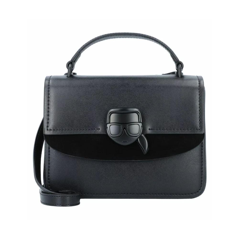 K/IKONIK LOCK TOP HANDLE IN BLACK crossbody taske