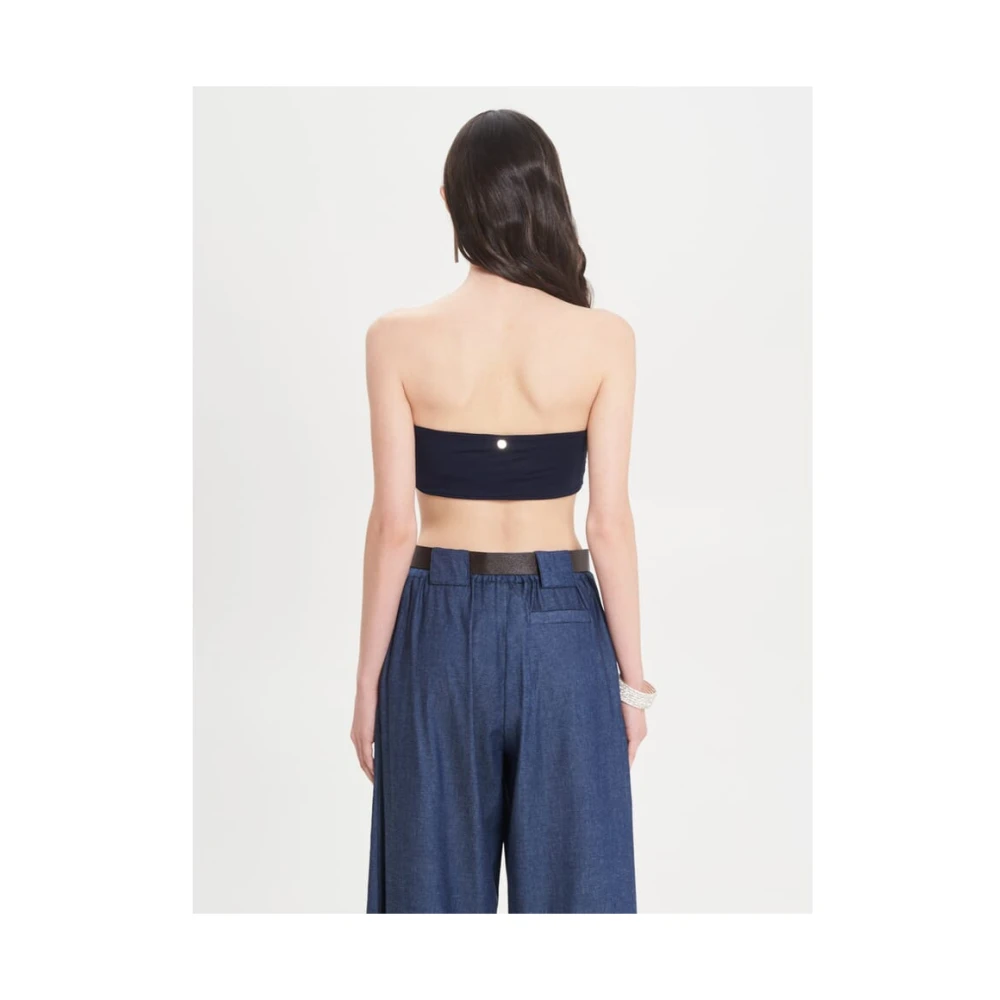 RINASCIMENTO Paillet Bandeau Top met Jersey Achterkant Black Dames