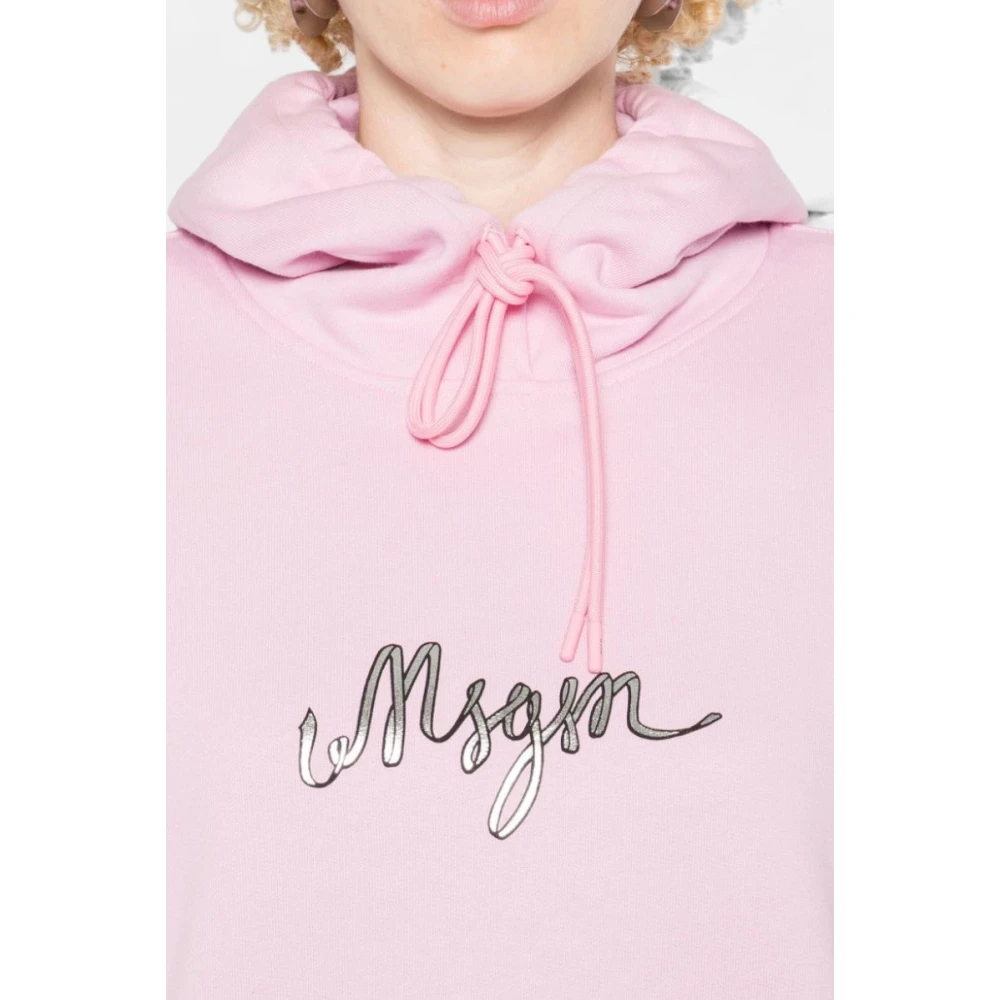 Msgm Hoodie met Logoprint Pink Dames