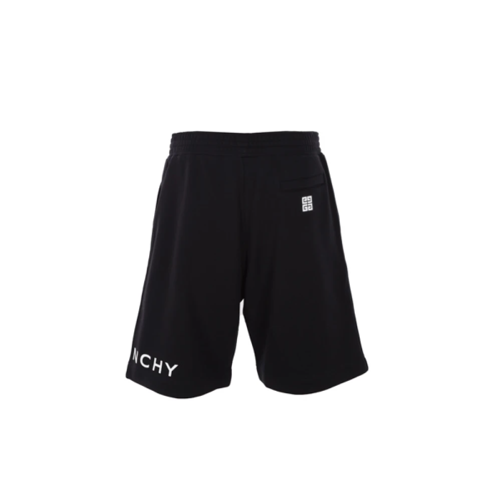 Givenchy Zwarte Jersey Katoenen Jogging Shorts met Logo Print Black Heren