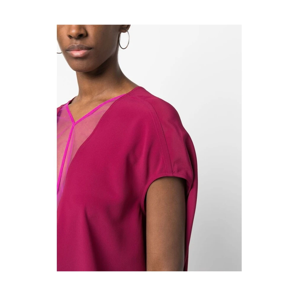 Rick Owens Island Duikende V-Hals T-Shirt Pink Dames