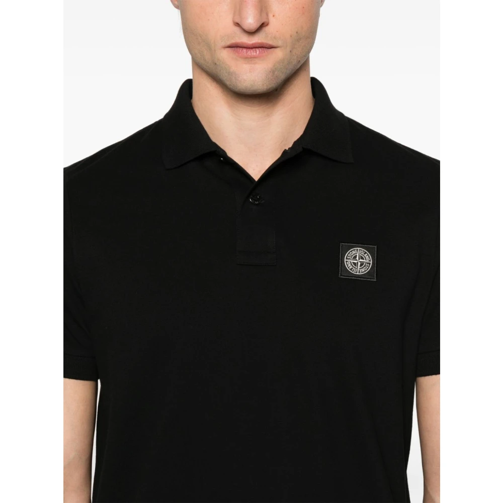 Stone Island Zwarte T-shirts en Polos met knoopsluiting Black Heren