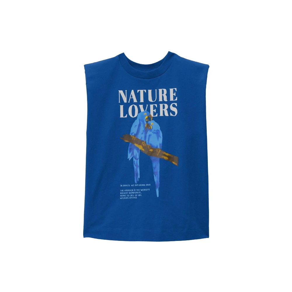 Farm Rio Blauwe Natuurliefhebbers Schouderkussen T-shirt Blue Dames