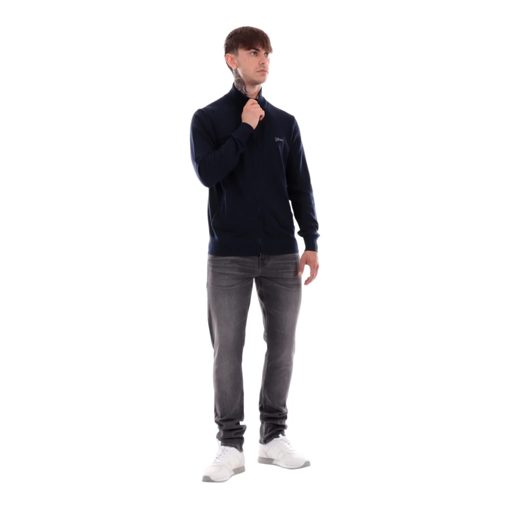 Guess Stijlvolle Gebreide Cardigan voor Vrouwen Blue Heren