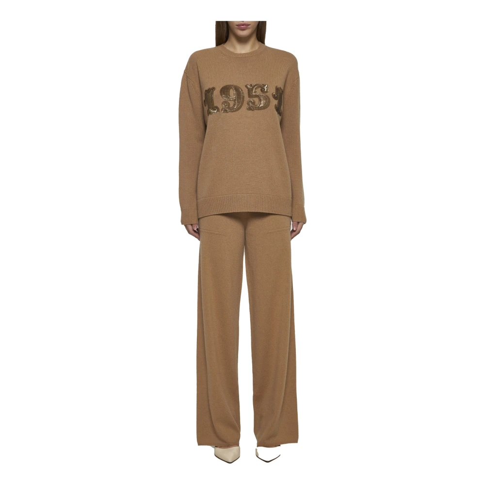 Max Mara Kameel Gebreide Sweatbroek Brown Dames