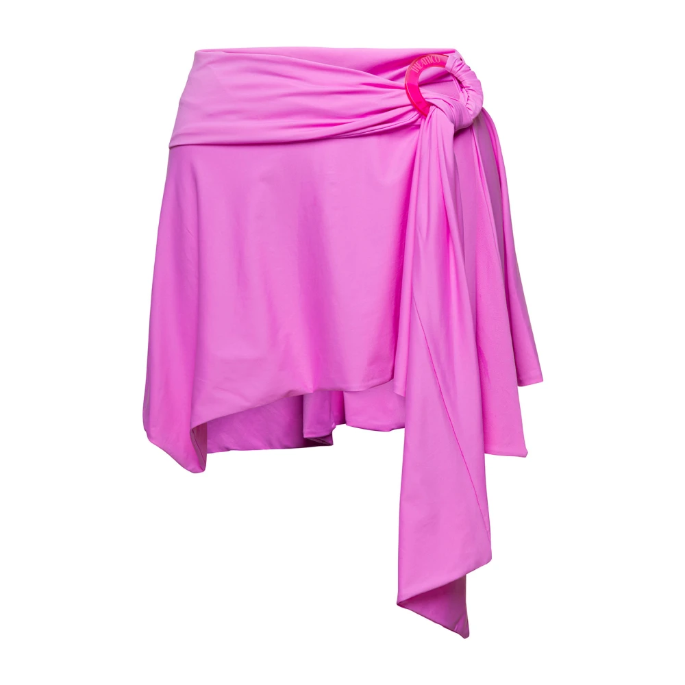 The Attico Roze Asymmetrische Wikkelrok Gerimpeld O-ring Pink Dames