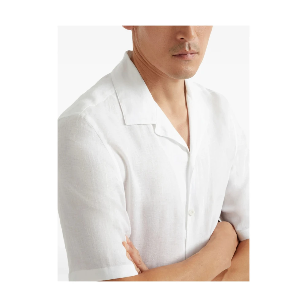 BRUNELLO CUCINELLI Witte Knoopsluiting Korte Mouw Overhemd White Heren