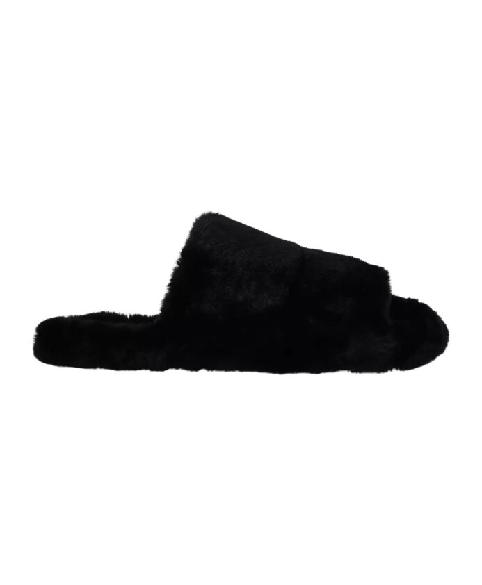 sandales-en-fausse-fourrure-de-polyester-noir