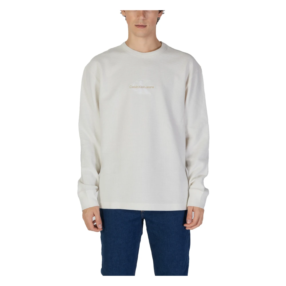 Calvin Klein Jeans Katoenen Heren Sweatshirt Herfst Winter Collectie Beige Heren