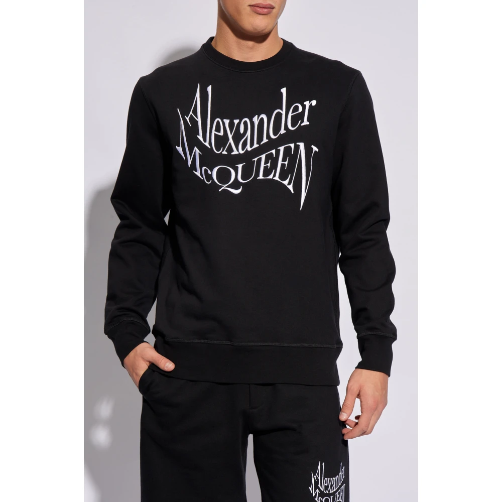 alexander mcqueen Sweatshirt met logo Black Heren