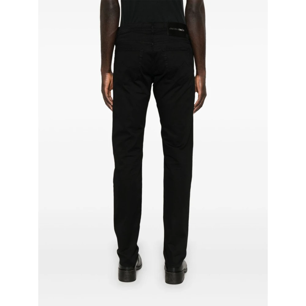 Jacob Cohën Slim Bard Broek Zwart Knoopsluiting Vijf Zakken Ontwerp Logo Patch Black Heren