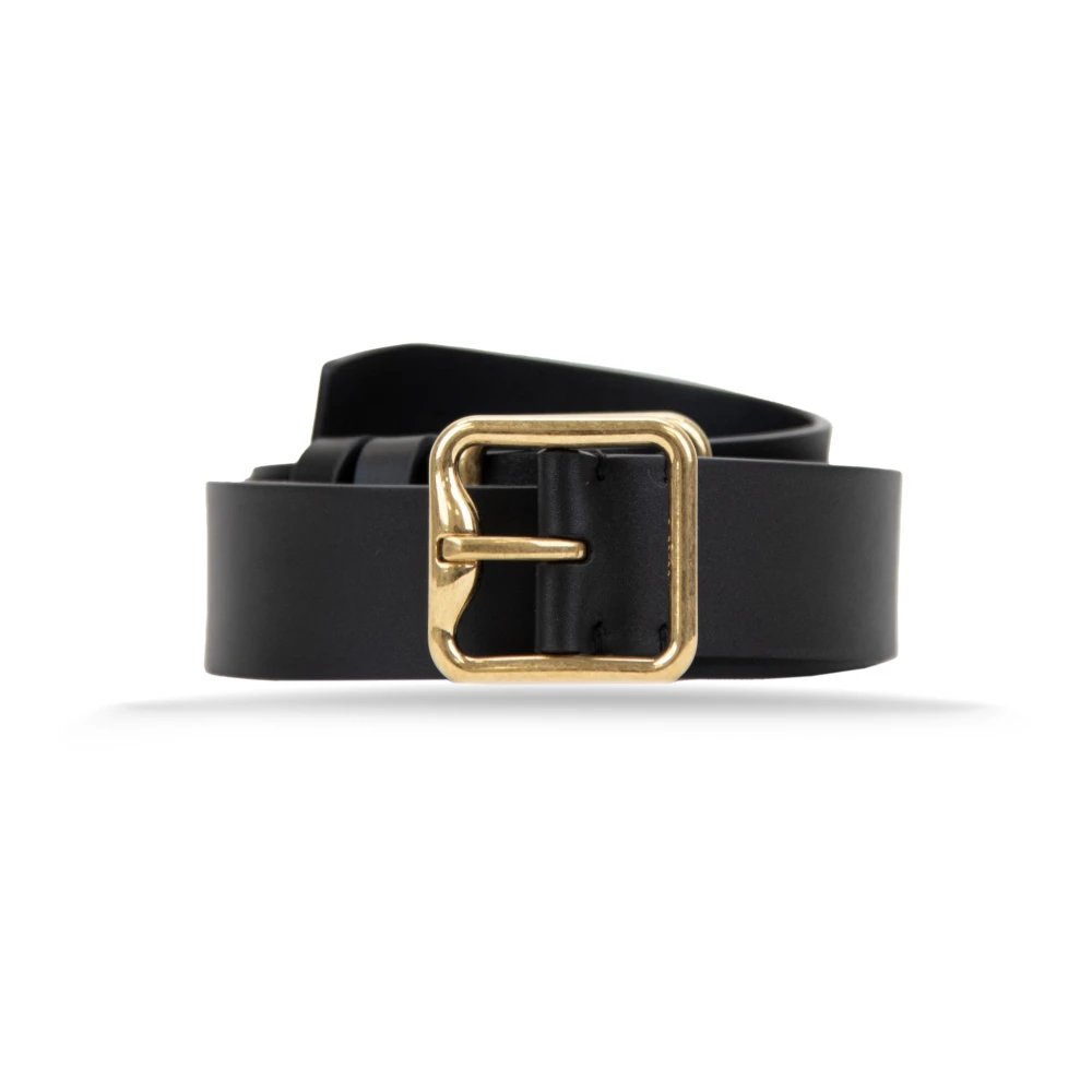Burberry Women's Black Belts, S, Leather Belt With Buckle