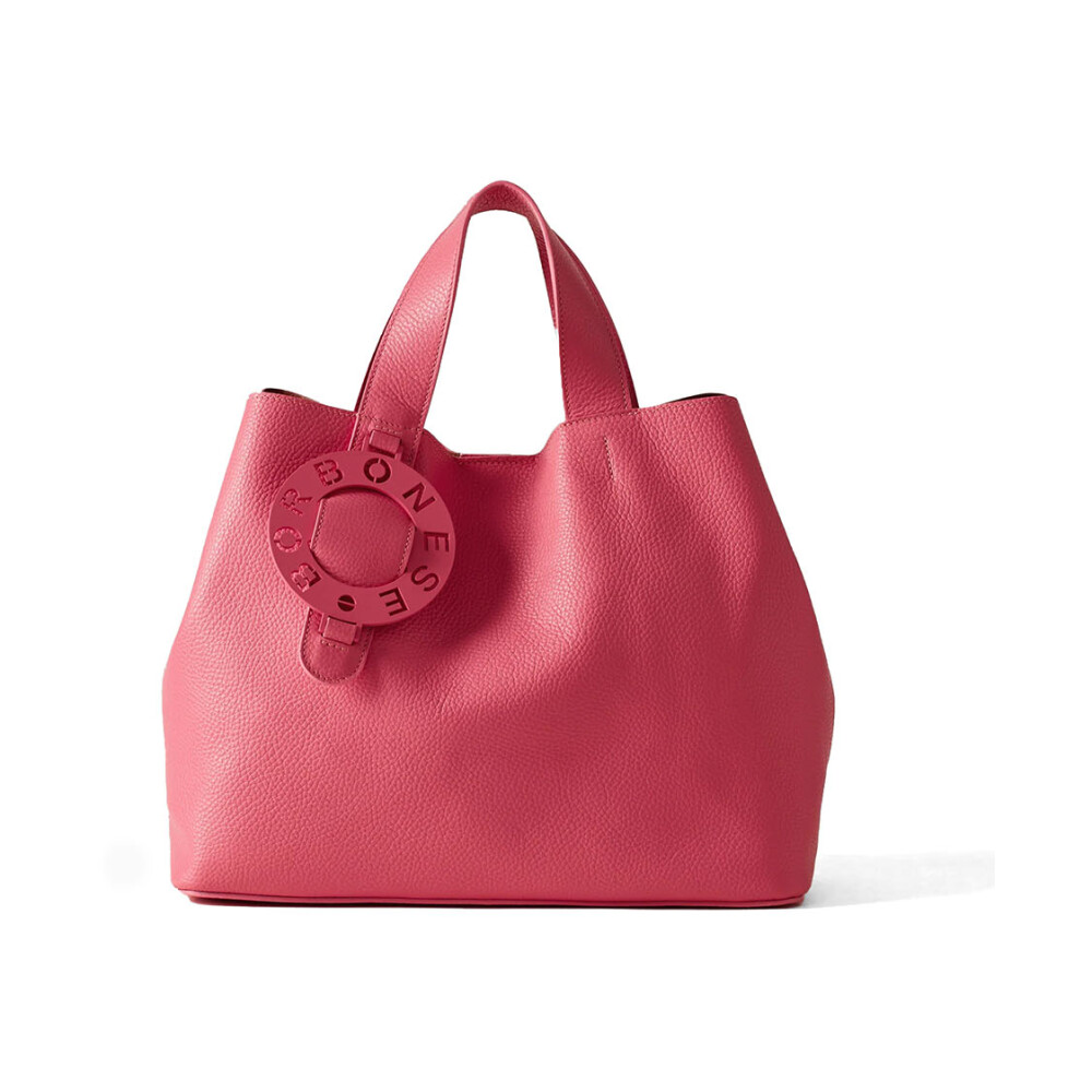 Bolso de Cuero Ic nico con Logo Met lico Borbonese Bolsos shopping