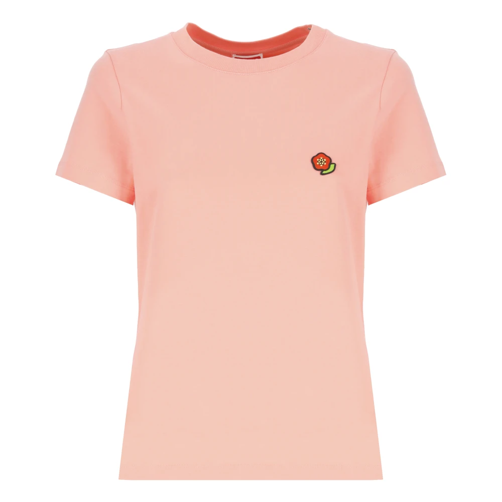 Kenzo Roze Bloem Geborduurd T-shirt Pink Dames