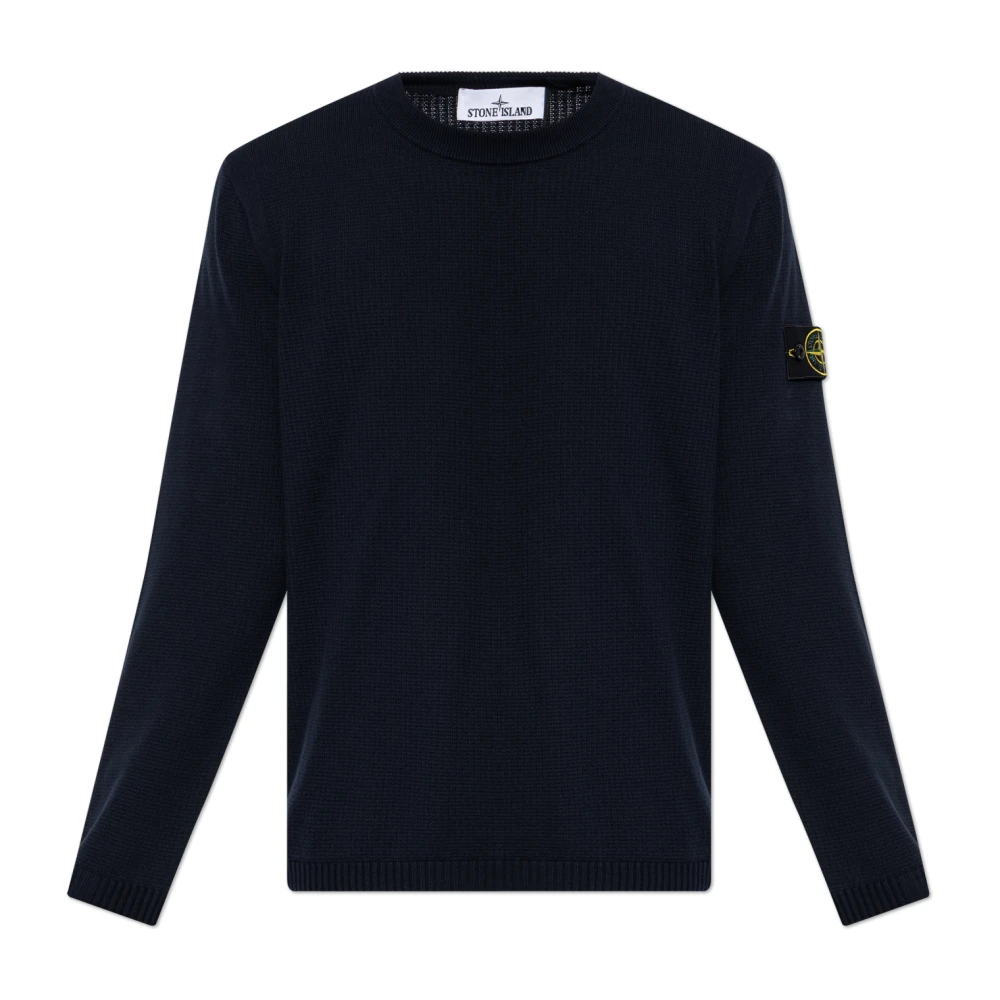 Stone Island Blue Round-Neck Knitwear, Male, L, Crew Neck Jumper
