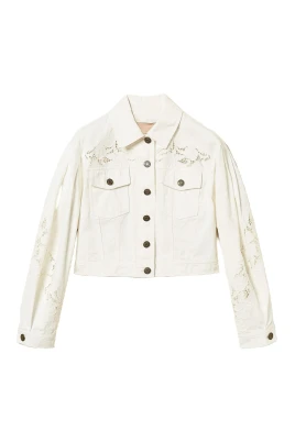 Denimjacka med spetsdetaljer