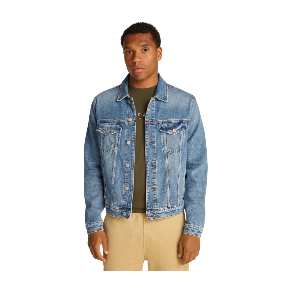 Tommy Jeans Denim Trucker Jack Blauw Distressed Retro Blue Heren