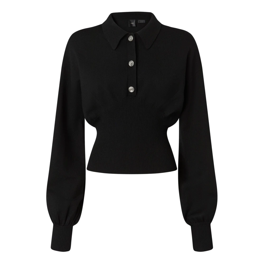 Pinko Zwarte trui met geribbelde taille Black Dames