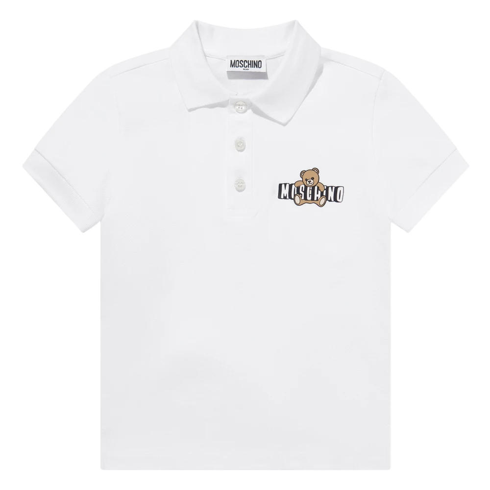 Moschino Unisex White Teddy Bear Logo Polo Shirt
