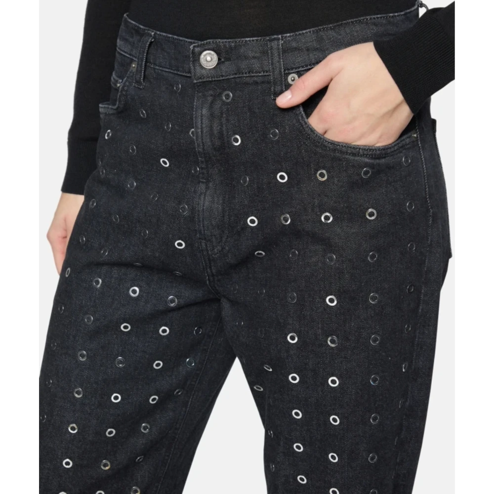 Dondup Aangepaste applicatie zwarte spijkerbroek Black Dames