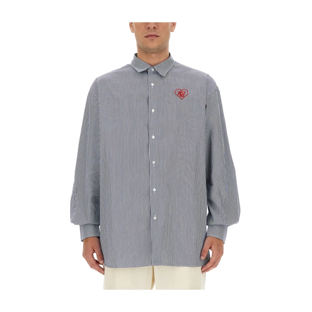 Family First Logo Oversized Casual Shirt Blue Heren
