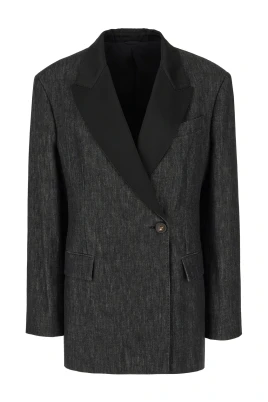 Denim Effect Twill Blazer
