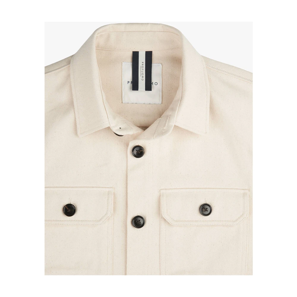 Profuomo Contrast Overshirt in Off White Beige Heren