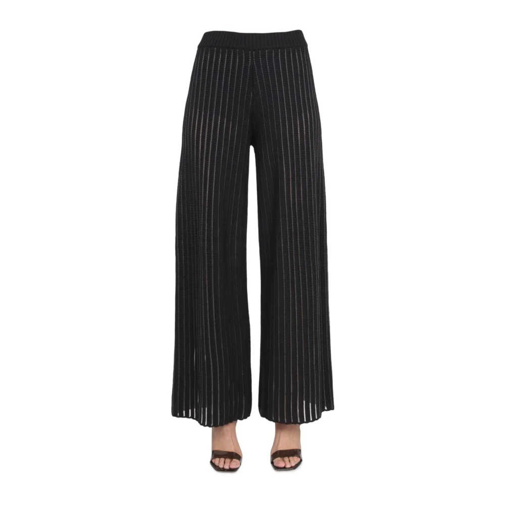 Fabiana Filippi Women's Black Wide-Leg Striped Knit Pants