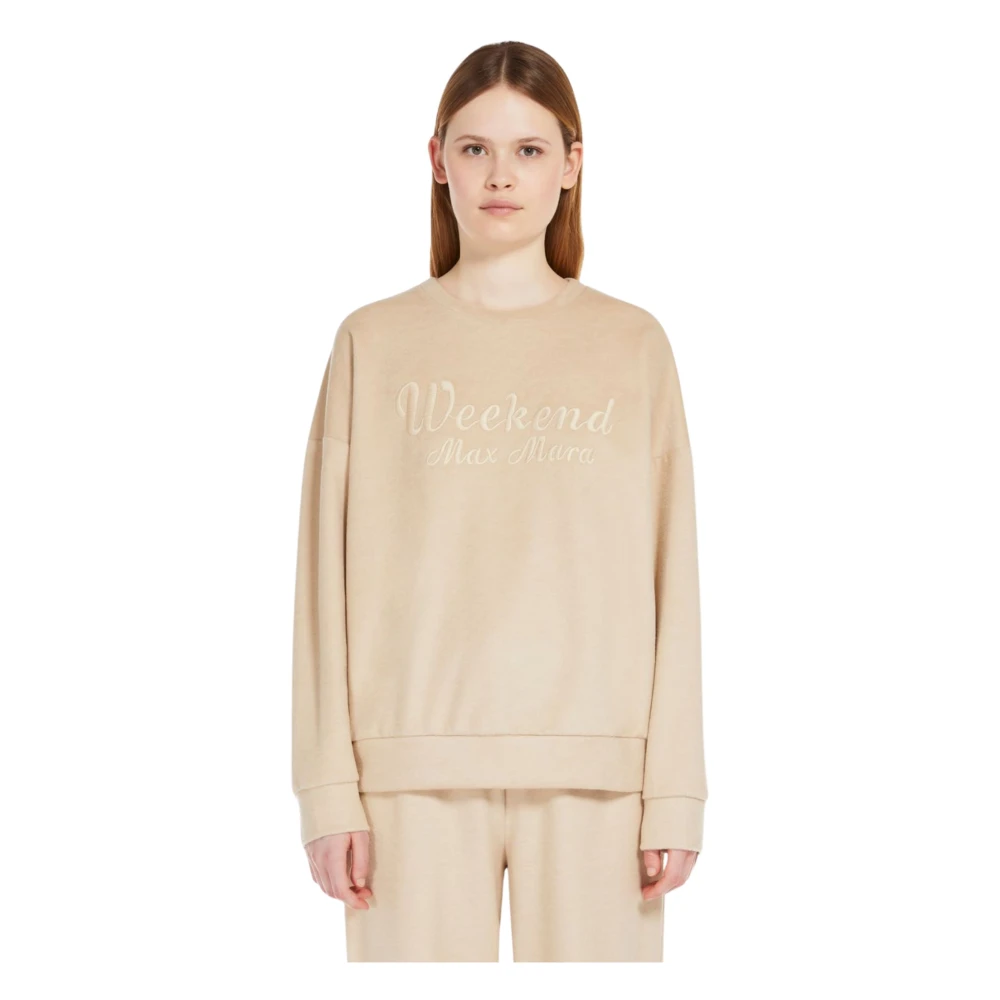 Max Mara Weekend Zachte Katoen en Wol Trui Beige Dames
