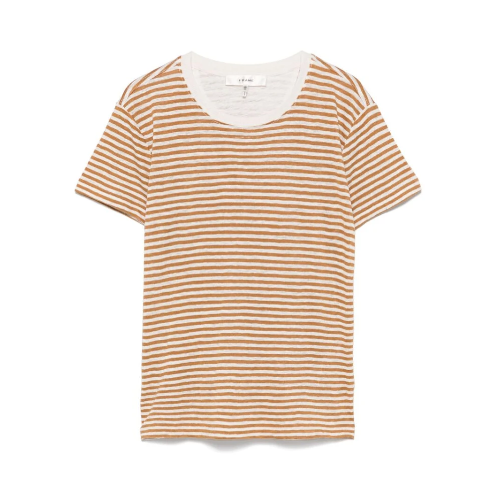 Frame Ronde Hals Korte Mouw T-shirt Brown Dames