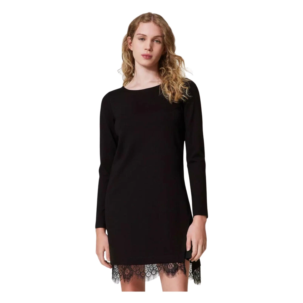 Twinset Zwarte Milano Jurk met Kantafwerking Black Dames