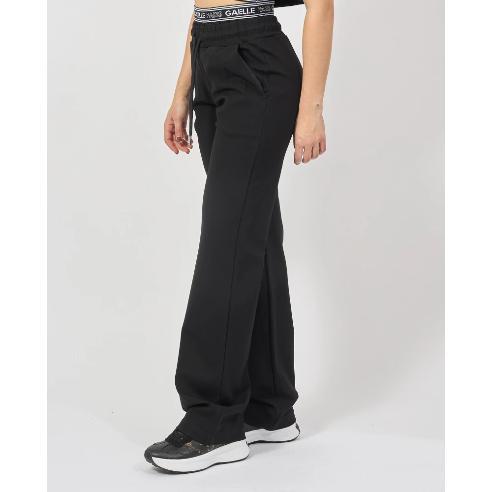 Gaëlle Paris Zwarte broek met elastische taille Black Dames