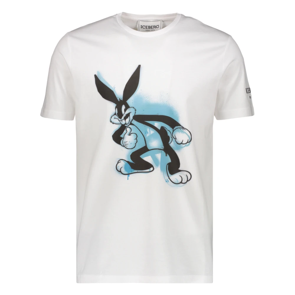 Iceberg Maxi Print Katoenen T-shirt White Heren