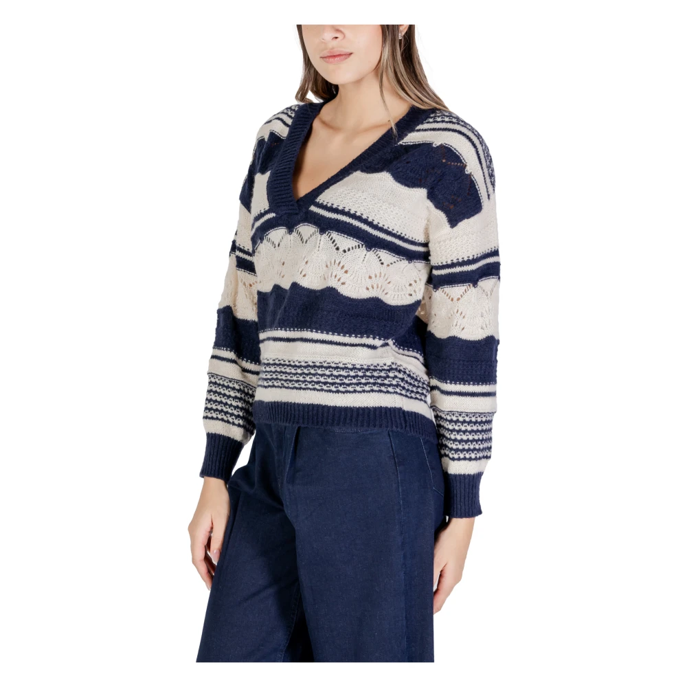 Ichi Herfst Winter Dames Gebreide Kleding Collectie Blue Dames