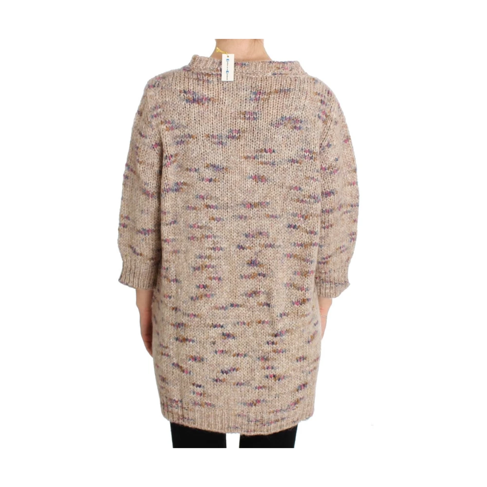 Pink Memories Beige V-hals Oversized Trui Beige Dames