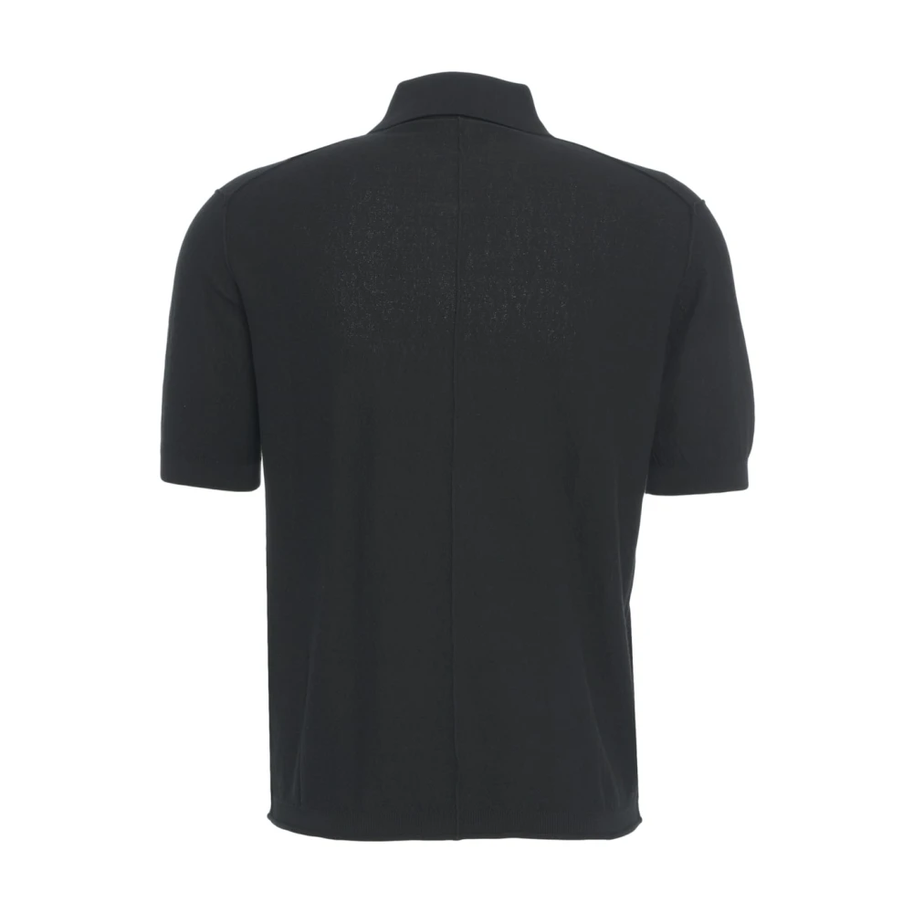 Paolo Pecora Zwarte Gebreide Shirt Stijlvolle Knoopsluiting Black Heren