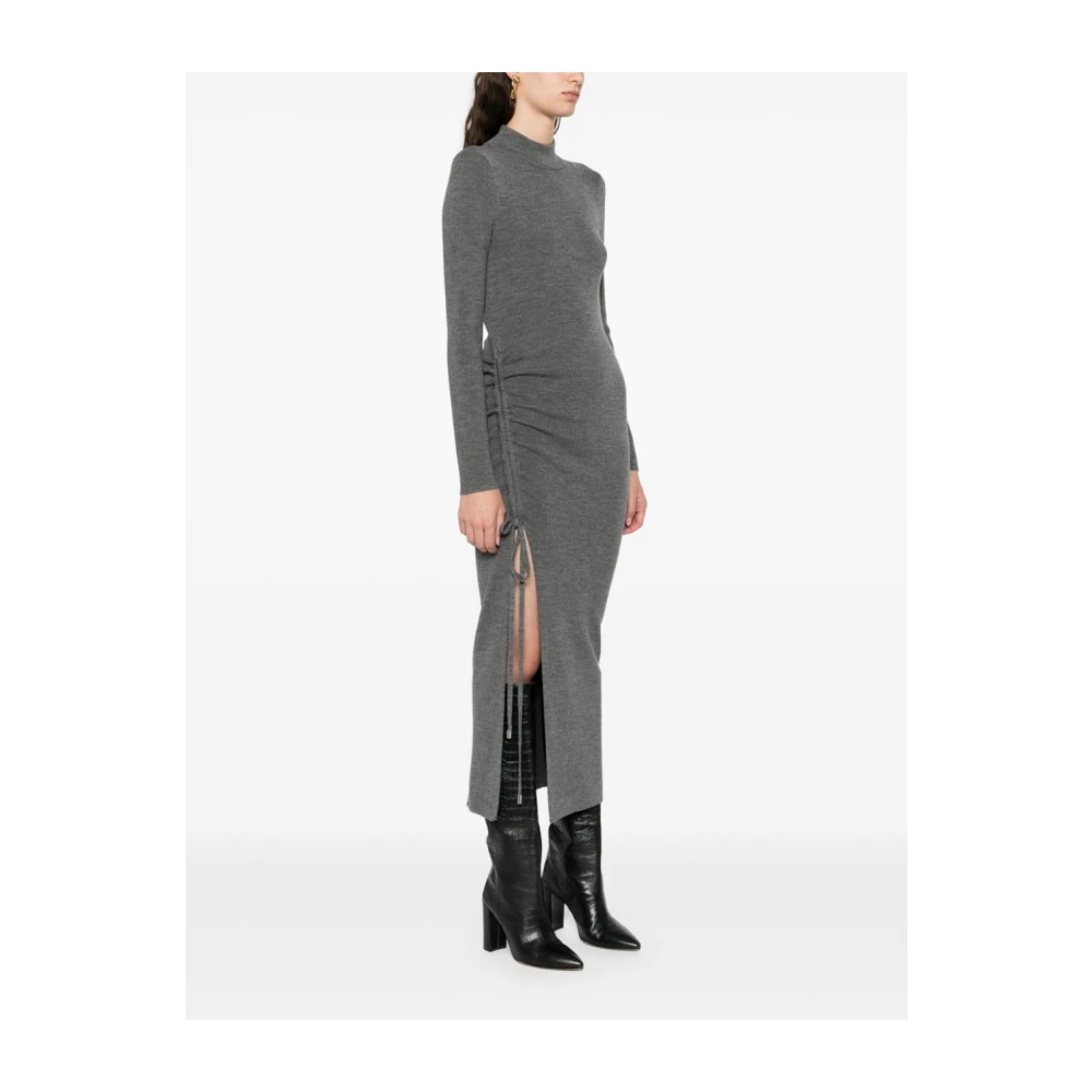 Michael Kors Grijze Wol Midi Jurk met Split Gray Dames