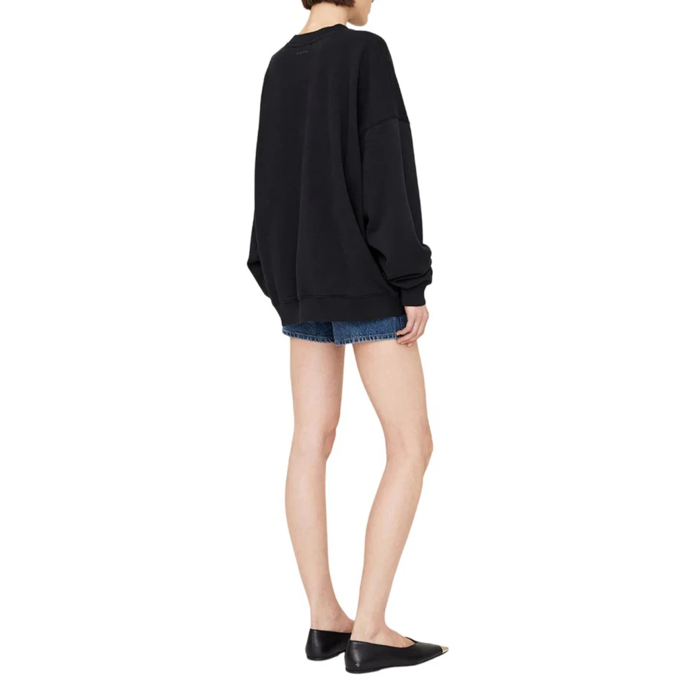 Anine Bing Miles Oversized Sweatshirt Letterman Black Dames