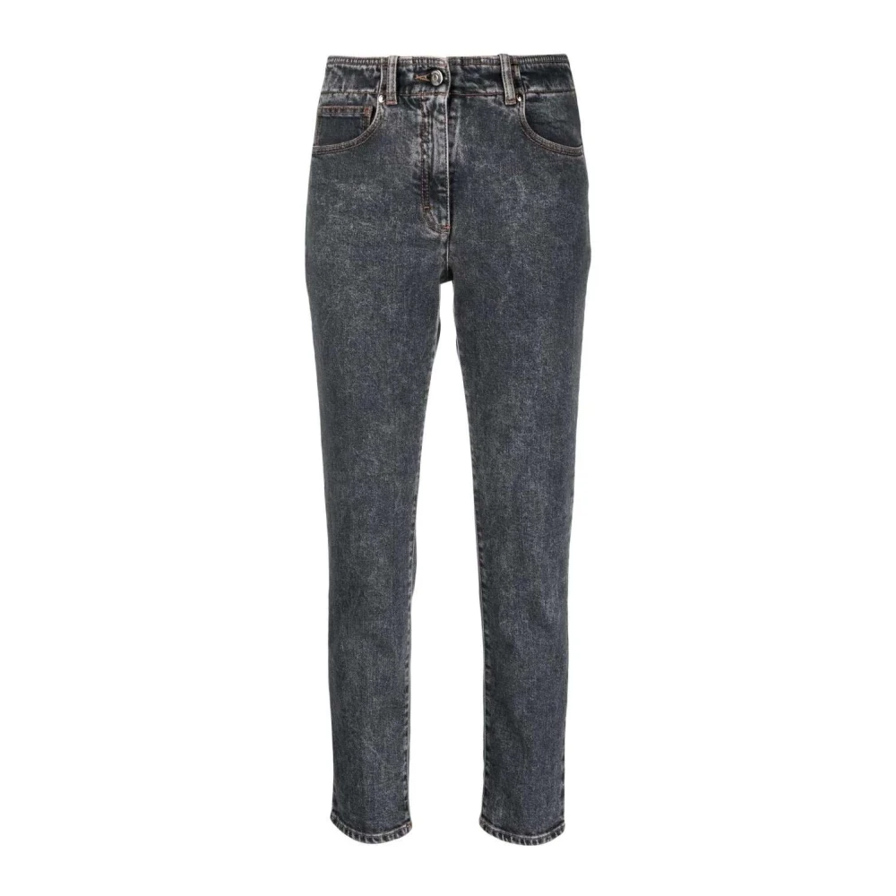 PESERICO Antracietgrijze Stonewashed Skinny Denim Jeans Gray Dames