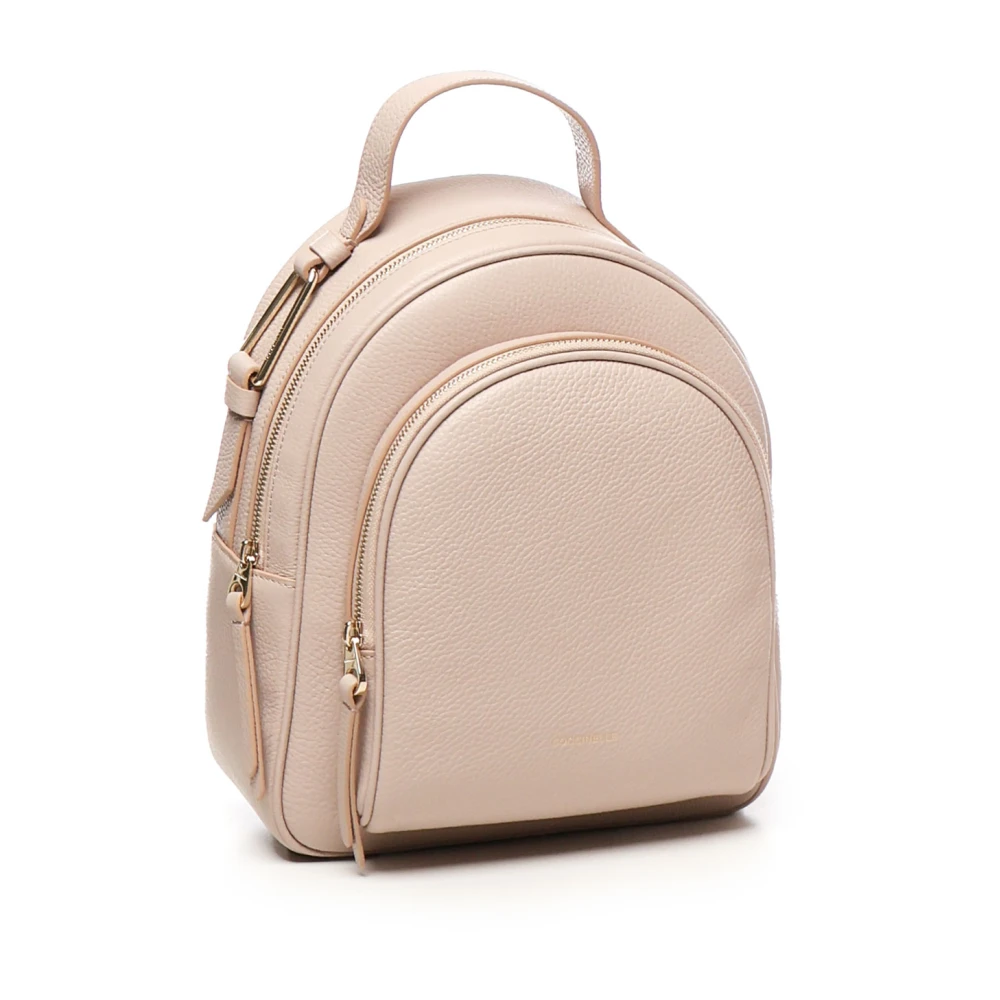 Coccinelle Roze Leren Rugzak Rits Sluiting Pink Dames