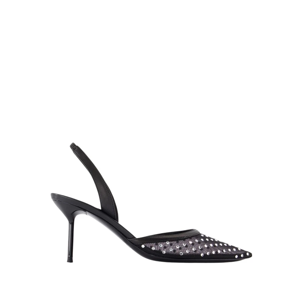 Paris Texas Women's Black Slingback Pumps With Mesh