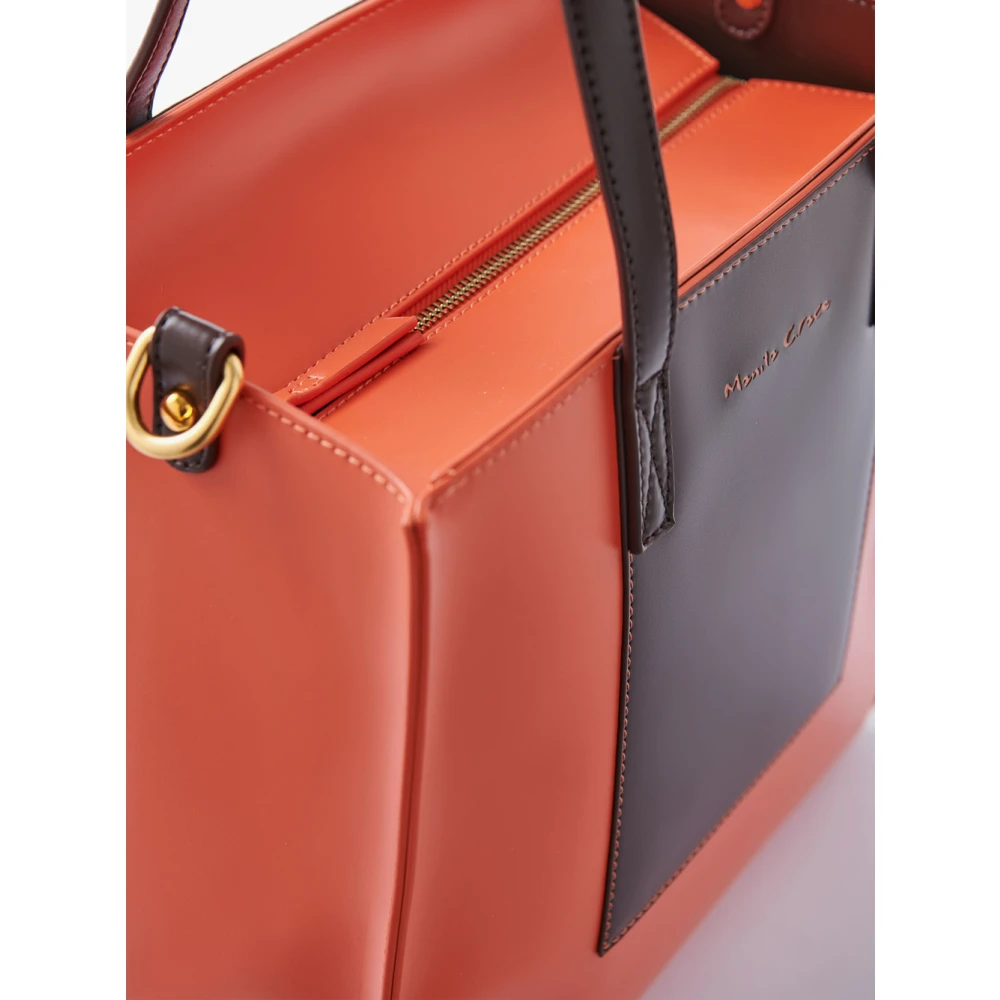 Manila Grace Elegante Shopper Tas met Afneembare Band Brown Dames