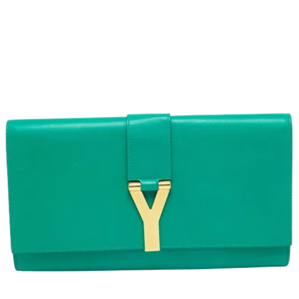 Yves Saint Laurent Vintage Pre-owned Leather clutches Green Dames