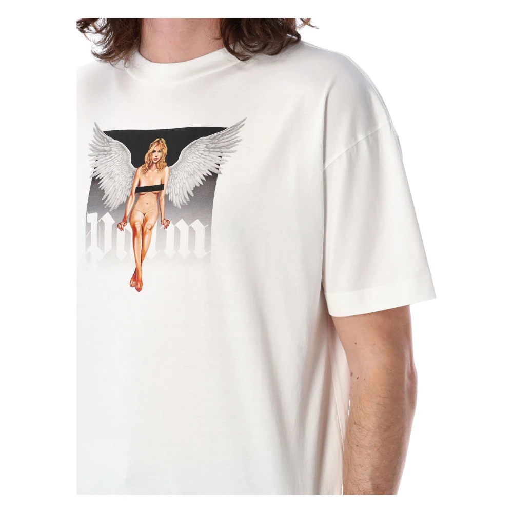 Palm Angels Kristal Pin Up Tee White Heren