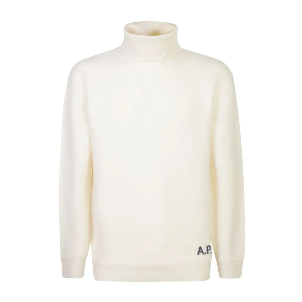 A.p.c. Men's Beige Turtleneck Jumper - Turtlenecks - L - Knitwear