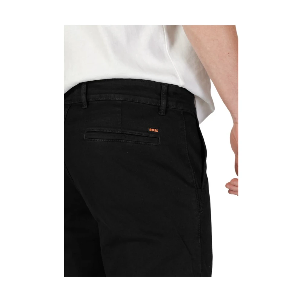 Hugo Boss Zwarte Katoenen Slim Broek Herfst Winter Collectie Black Heren