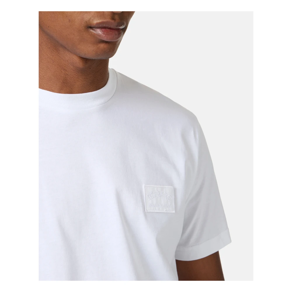 Iceberg Wit katoenen jersey T-shirt met geborduurd logopatch White Heren