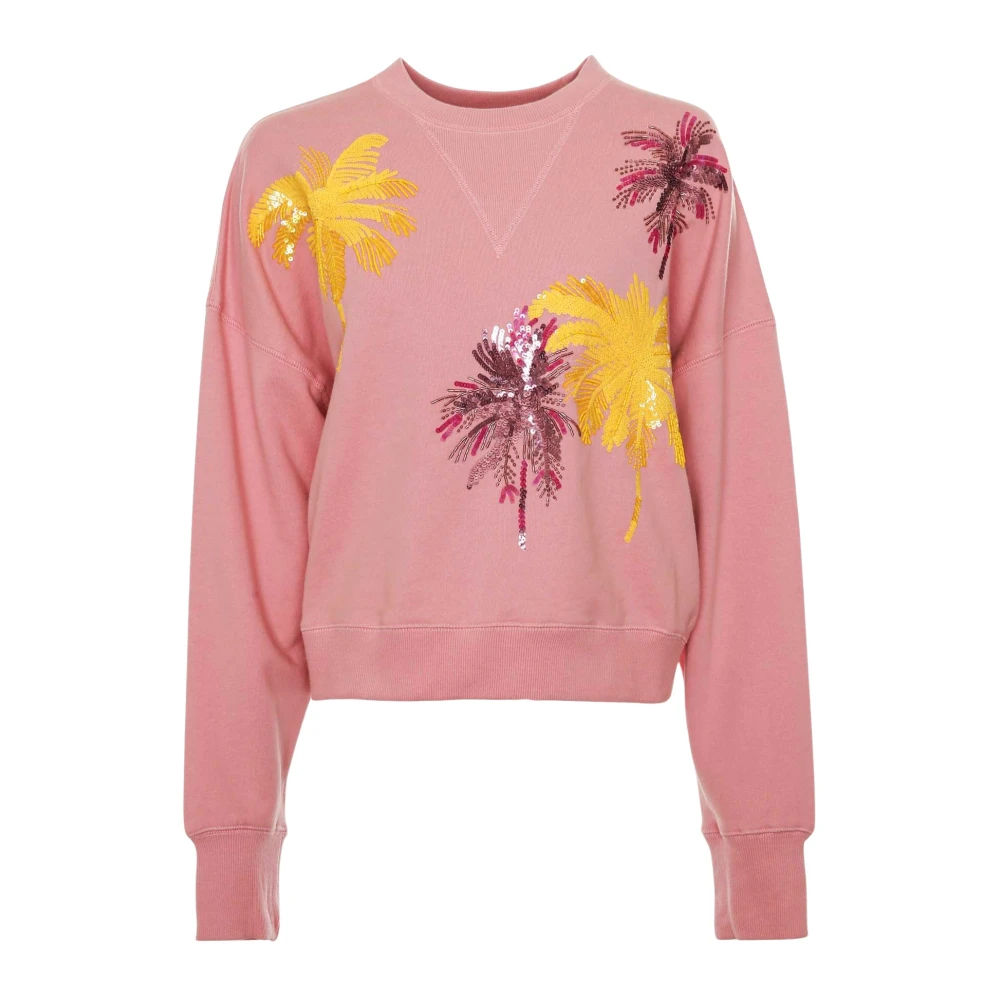 Essentiel Antwerp Palm Paillet Sweatshirt Pink Dames