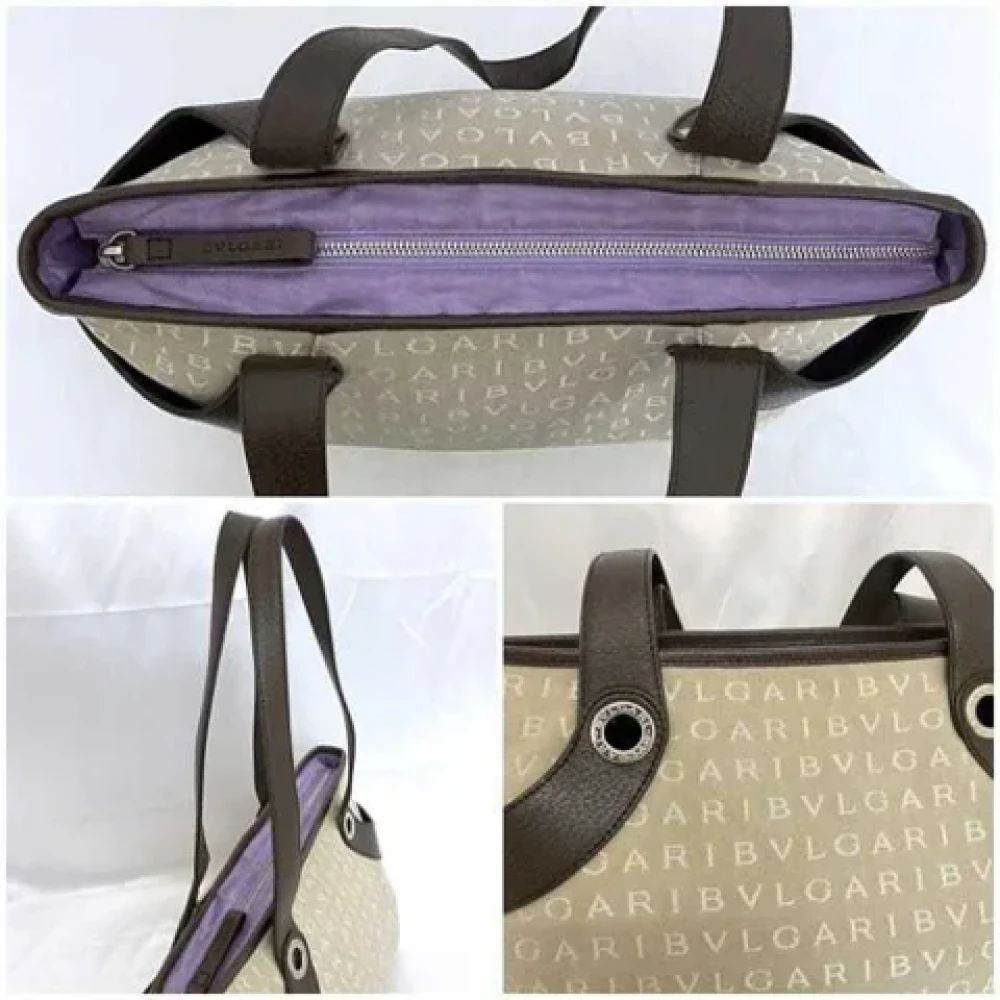 Bvlgari Vintage Pre-owned Canvas handbags Beige Dames