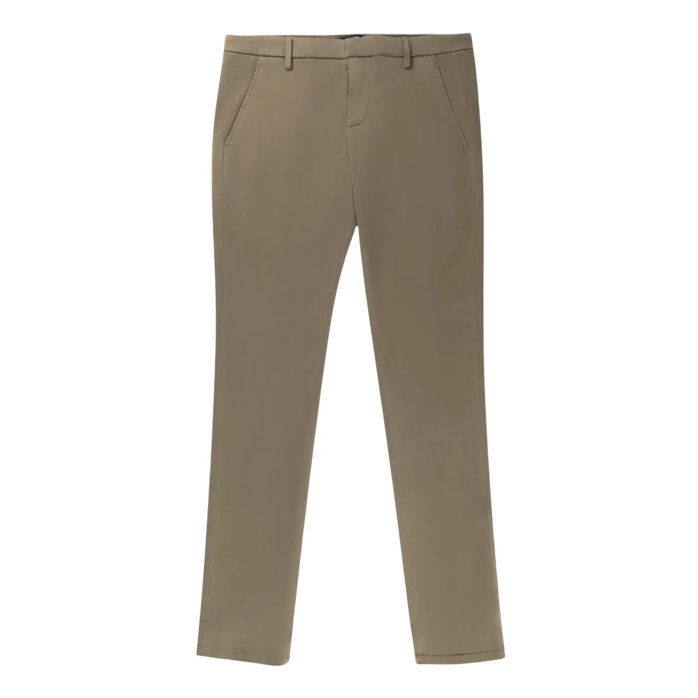 Dondup Stretch Satijnen Katoenen Chino Broek Green Heren